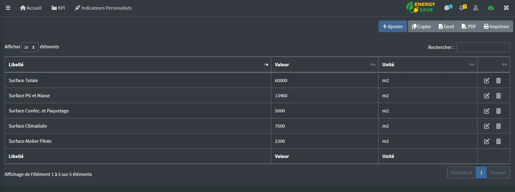 Interface de Saisie des Constantes Logicielles